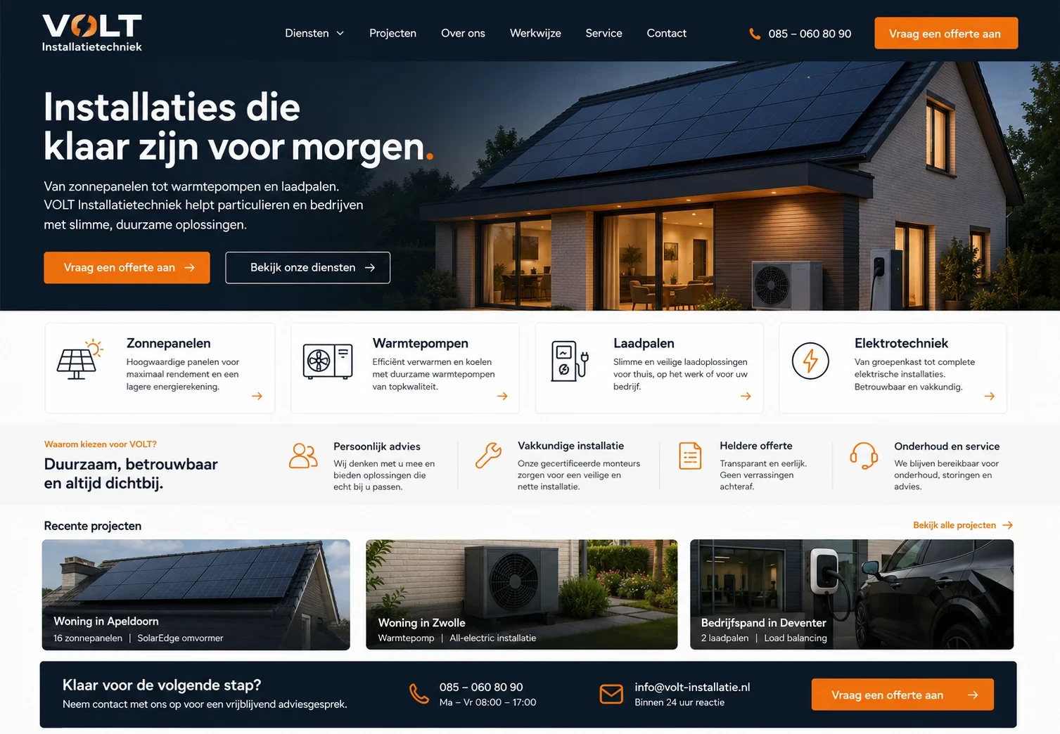 Website-ontwerp voor VOLT Installatietechniek