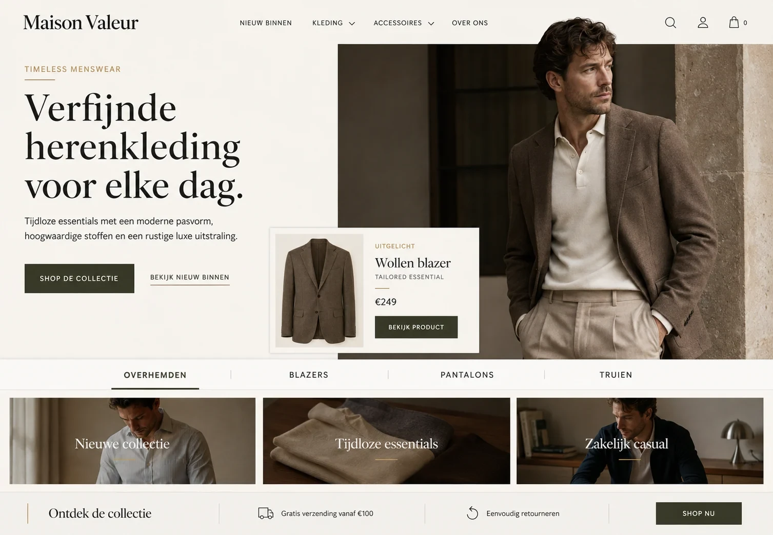 Website-ontwerp voor Maison Valeur