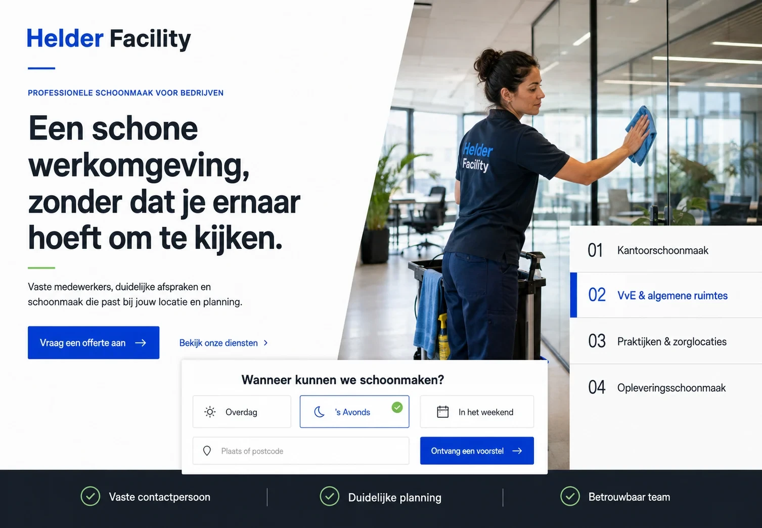 Website-ontwerp voor Helder Facility