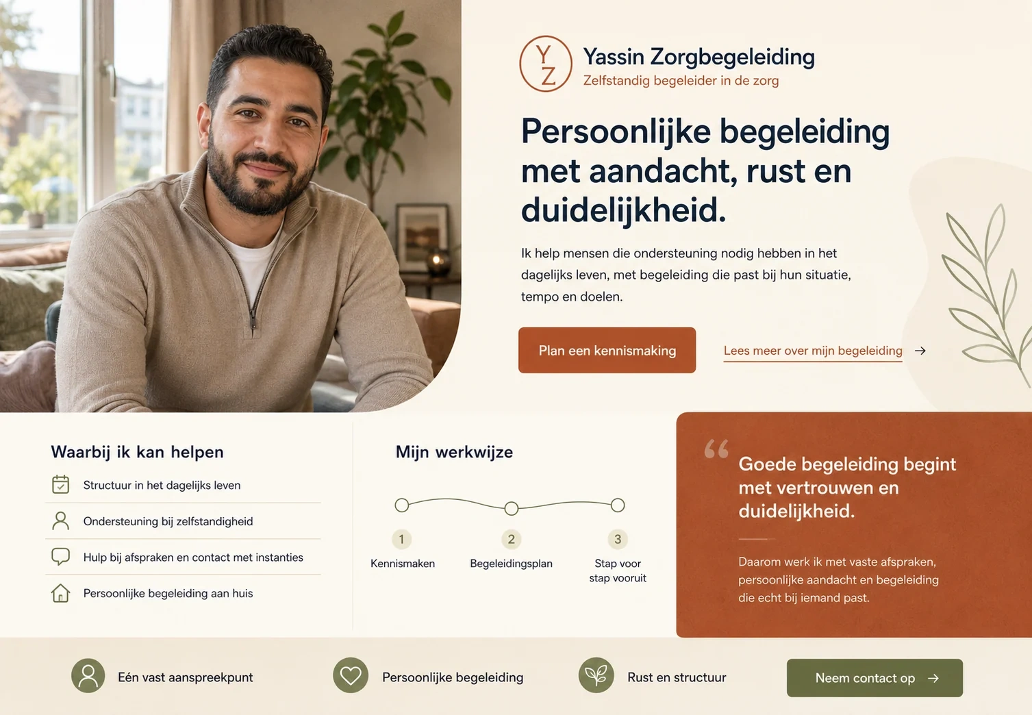 Website-ontwerp voor Yassin Zorgbegeleiding